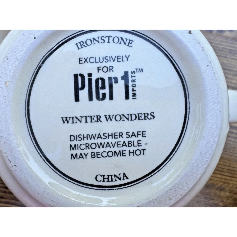 Pier 1 Winter Wonders Christmas Red Truck Dogs Cats‎ Mug Set 2 Ironstone